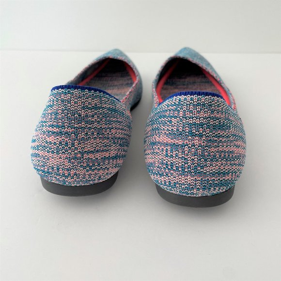 Rothy\'s The Point Turquoise Melange size 8.5 Like New Blue Pink Teal Neon Flats